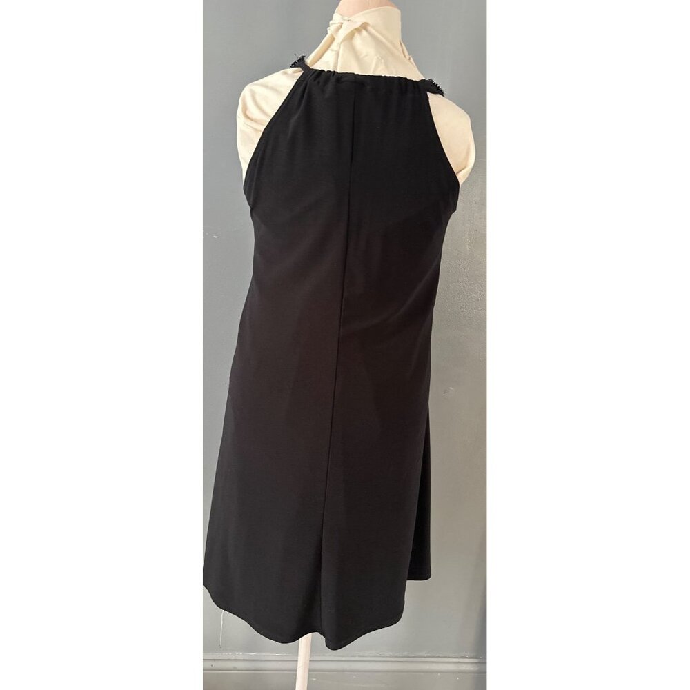 M USA Little Black Dress Medium Embellished Neck Sleeveless Flowy Chic Cocktail - Picture 3 of 5